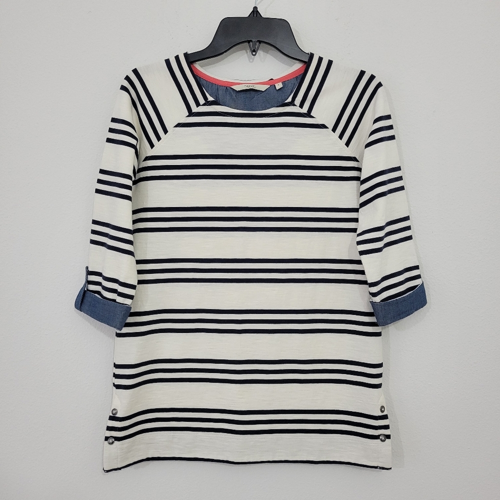 Next Striped Tab Sleeve Tunic Top